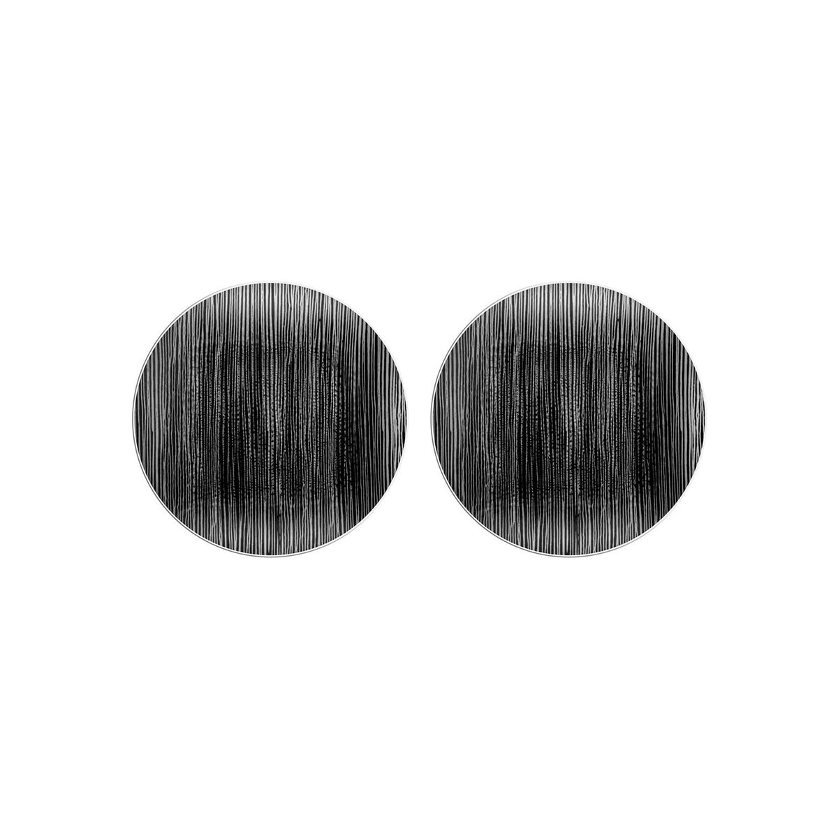 Turgla Fusion Glass dia.7.5" Round Black Glass Plate (Set of 2)
