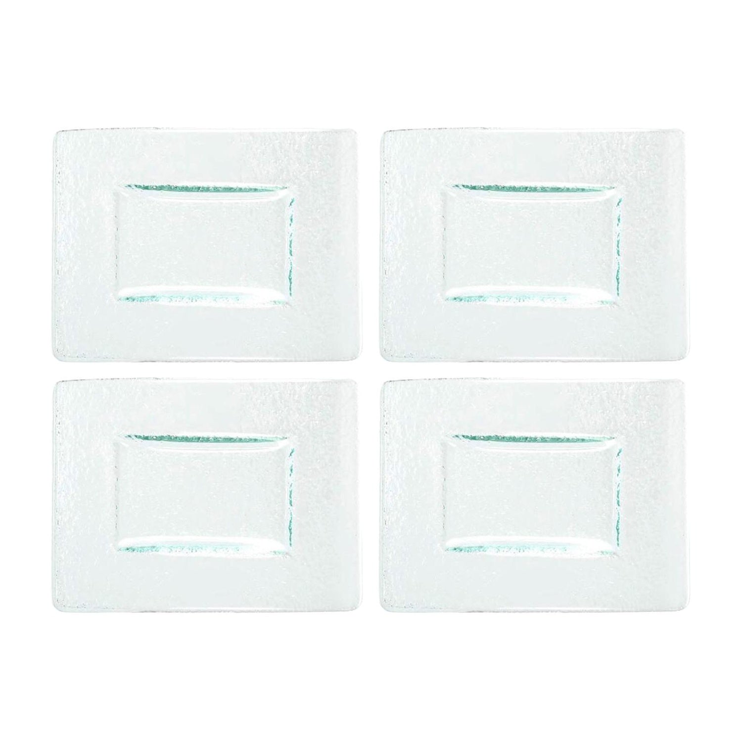 Glass Dinnerware 6" x 4" Rectangular Clear Glass Plate (Set of 4)