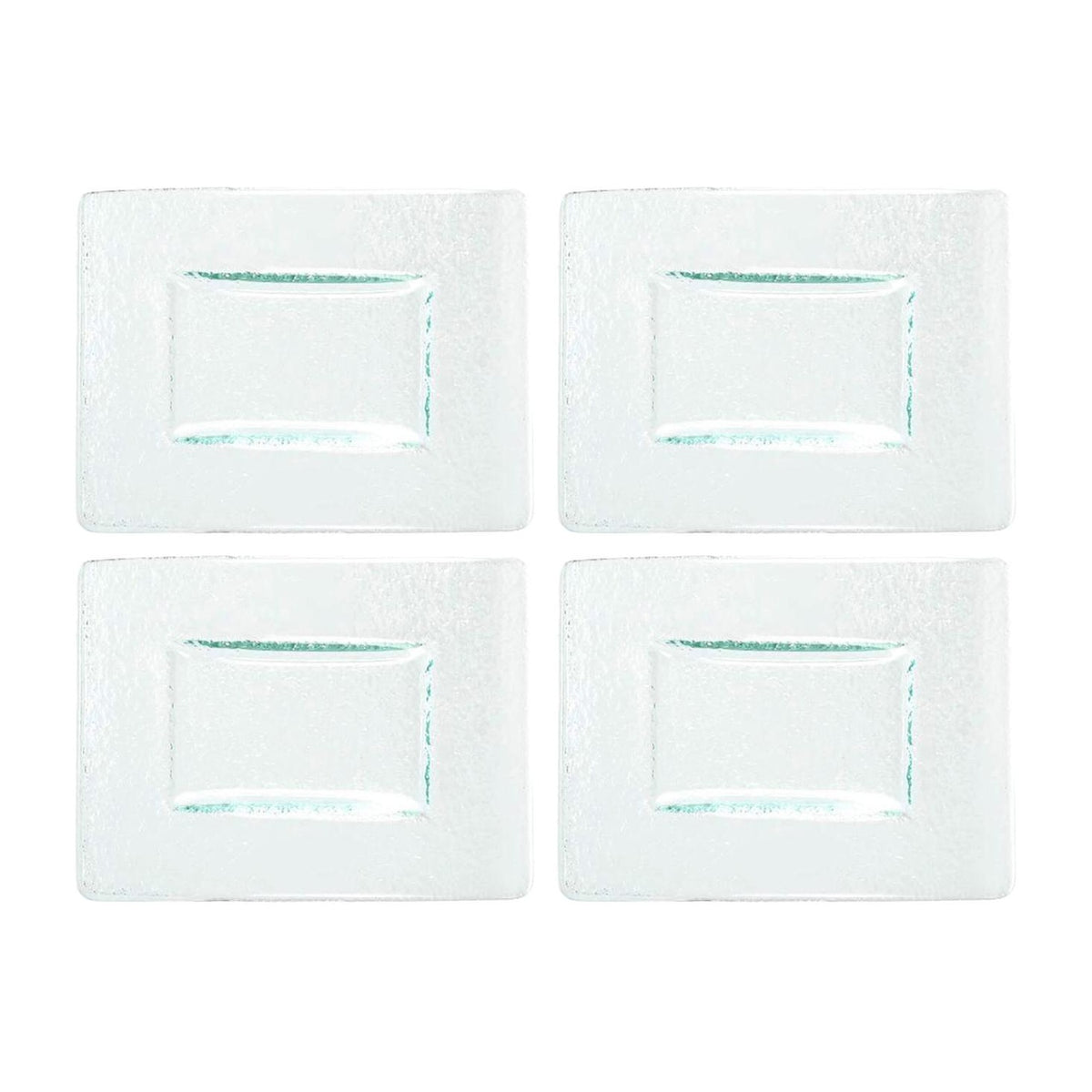 Glass Dinnerware 6" x 4" Rectangular Clear Glass Plate (Set of 4)