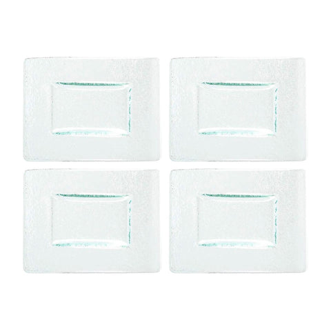 Glass Dinnerware 6" x 4" Rectangular Clear Glass Plate (Set of 4)