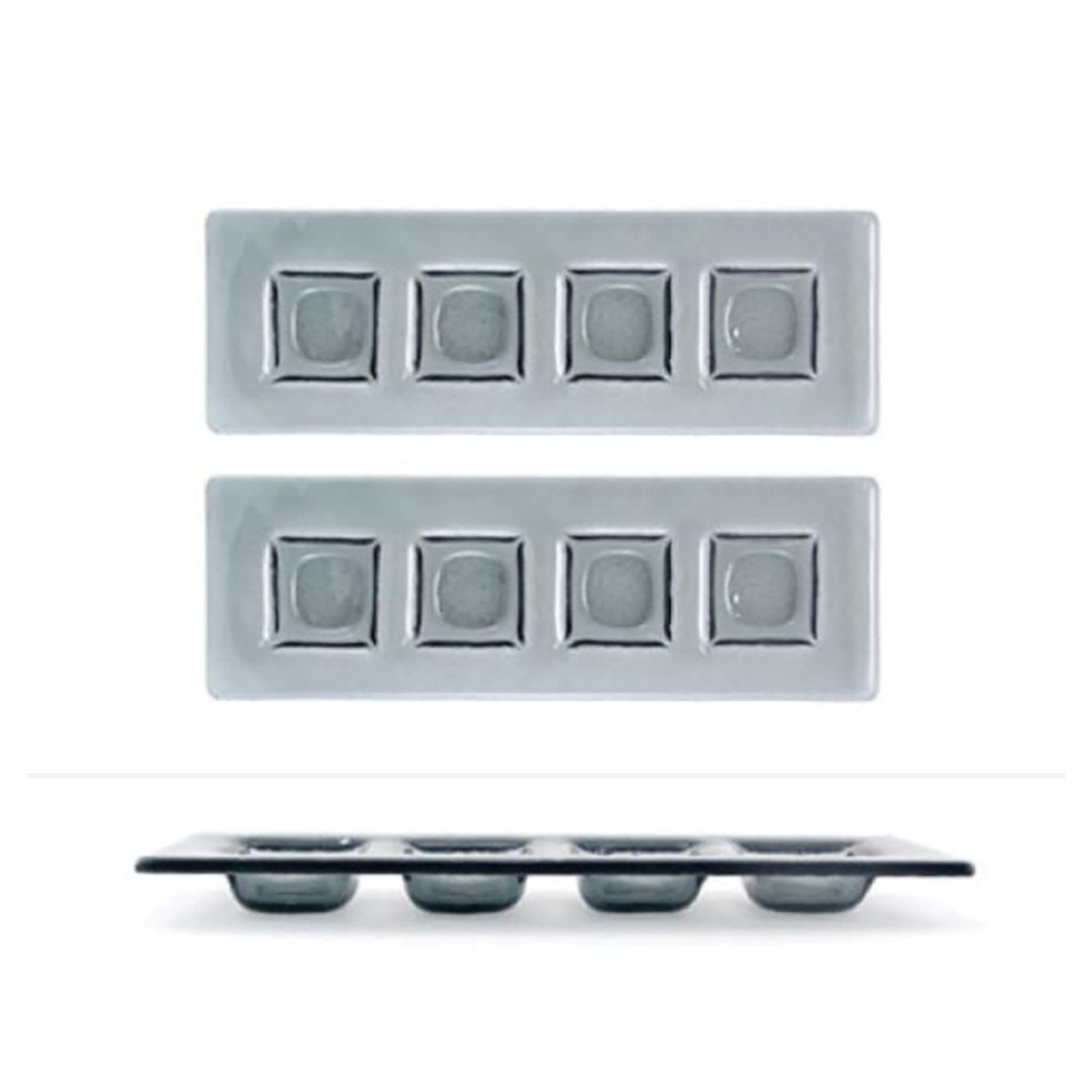 Turgla Fusion Glass 11.75" x 4" Rectangular Charcoal Glass Sectional Plate (Set of 2)