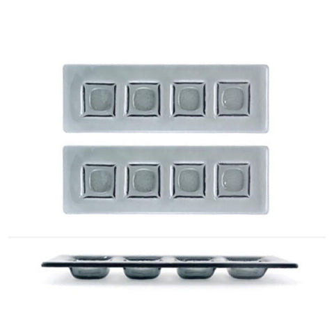 Turgla Fusion Glass 11.75" x 4" Rectangular Charcoal Glass Sectional Plate (Set of 2)