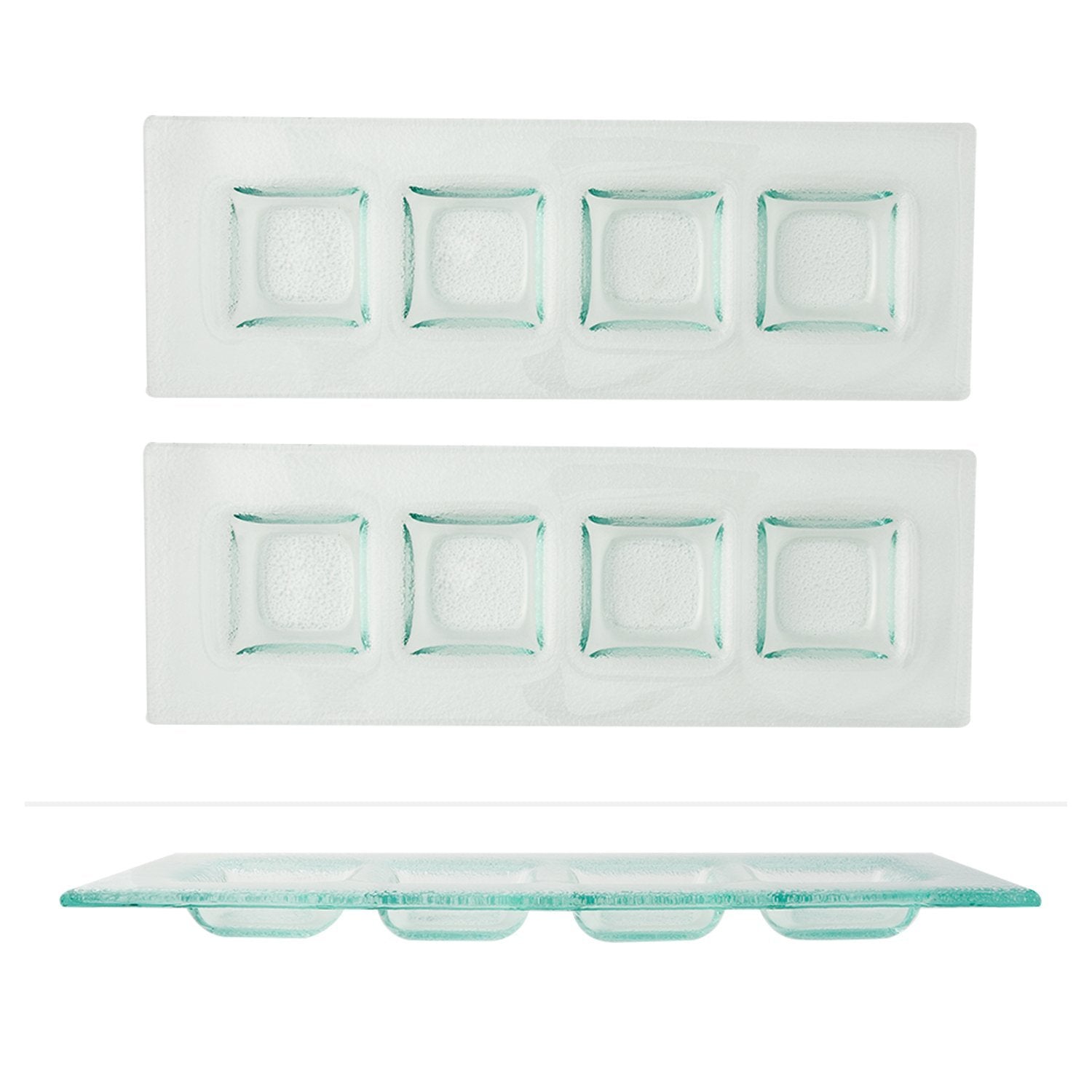 Turgla Fusion Glass 11.75" x 4" Rectangular Clear Glass Sectional Plate (Set of 2)