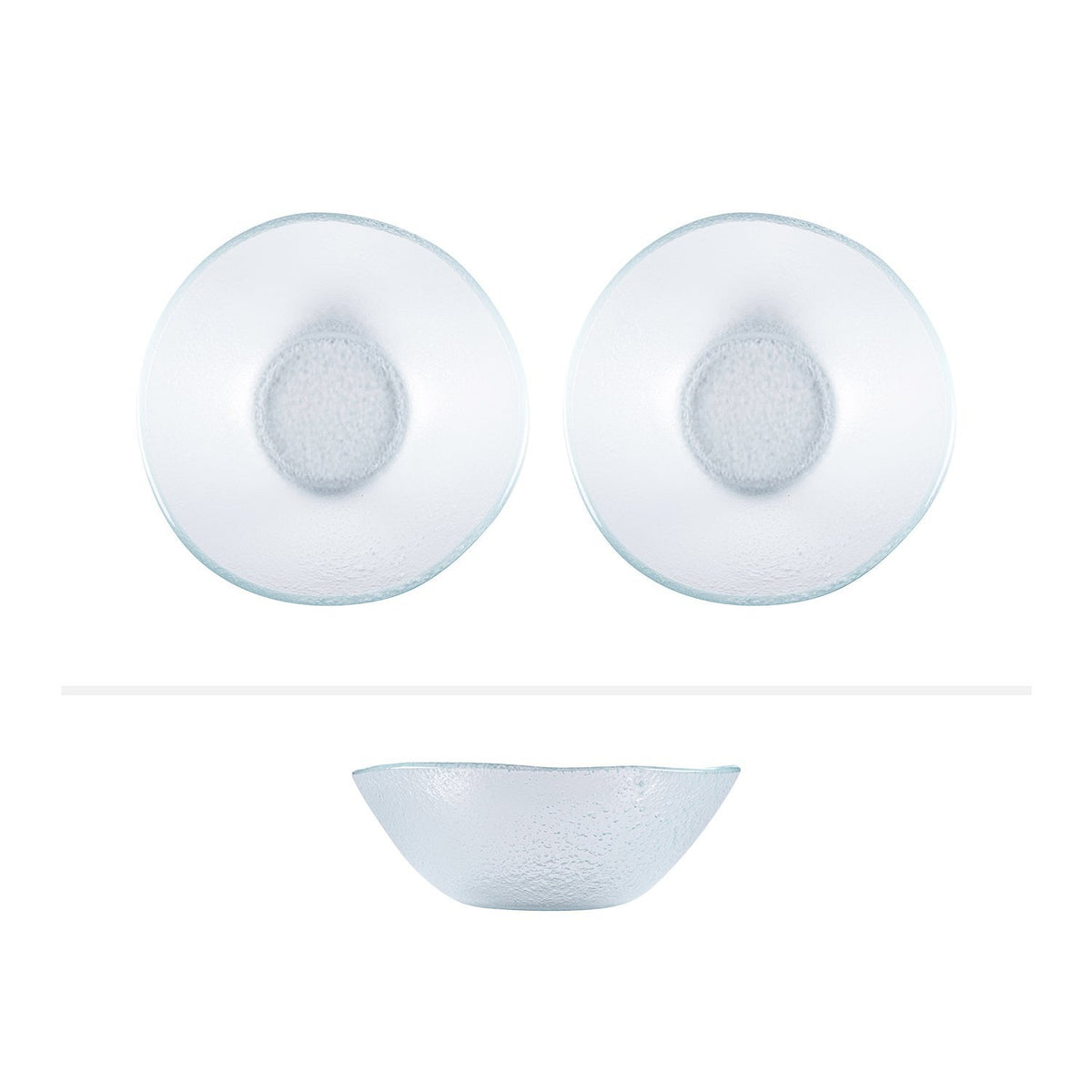 Turgla Fusion Glass dia.7.5" h:2.75" 20 oz. Round Clear Glass Bowl (Set of 2)