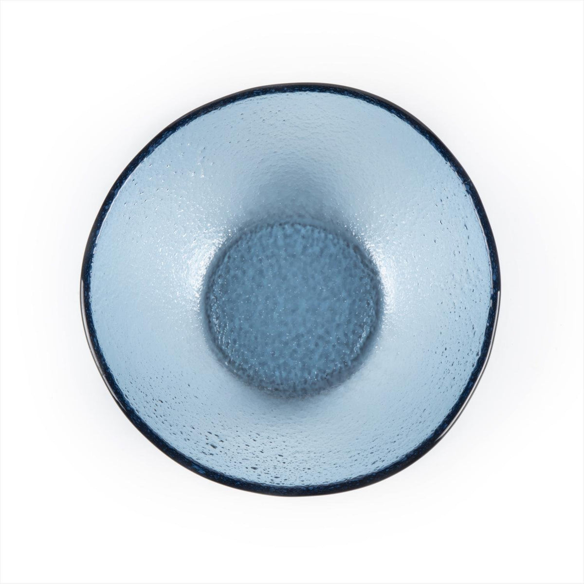 Turgla Fusion Glass dia.7.5" h:2.75" 20 oz. Round Transparent Blue Glass Bowl (1 each)