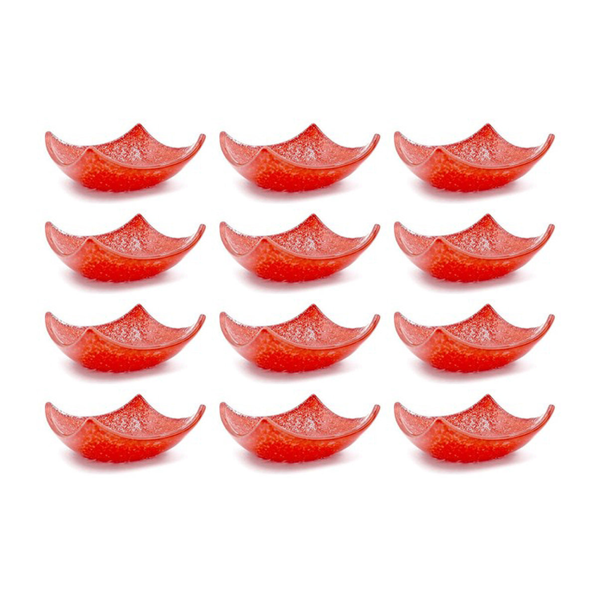 Turgla Fusion Glass 3.5" x 3.5" x h:1.25" 3 oz. Square Red Glass Ramekin (Set of 12)