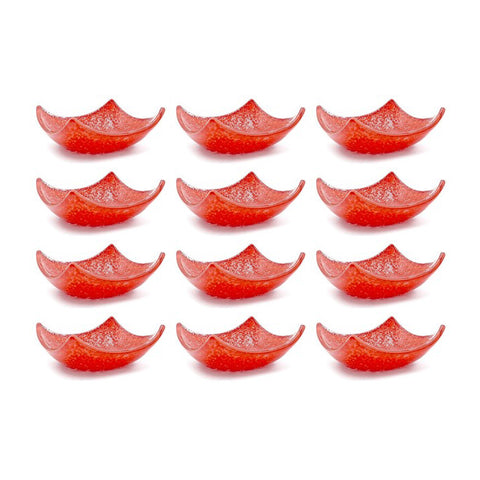 Turgla Fusion Glass 3.5" x 3.5" x h:1.25" 3 oz. Square Red Glass Ramekin (Set of 12)
