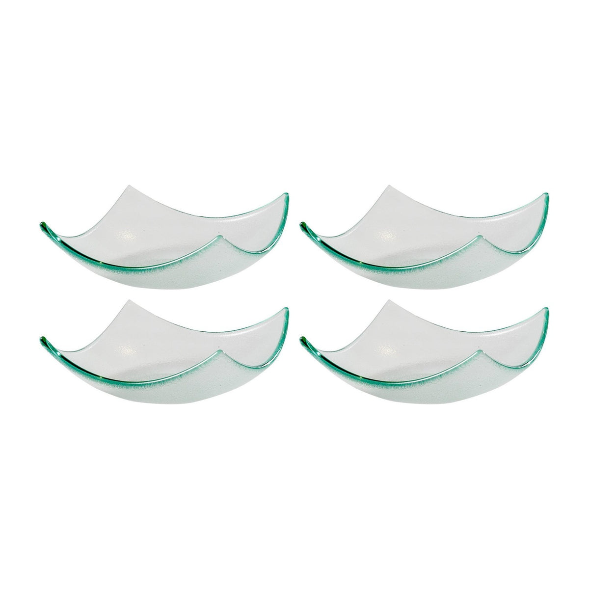 Turgla Fusion Glass 5.75" x 5.75" x h:2" 7 oz. Square Clear Glass Bowl (Set of 4)