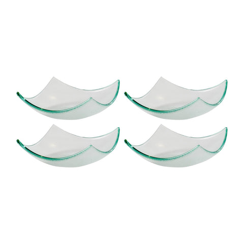 Turgla Fusion Glass 5.75" x 5.75" x h:2" 7 oz. Square Clear Glass Bowl (Set of 4)