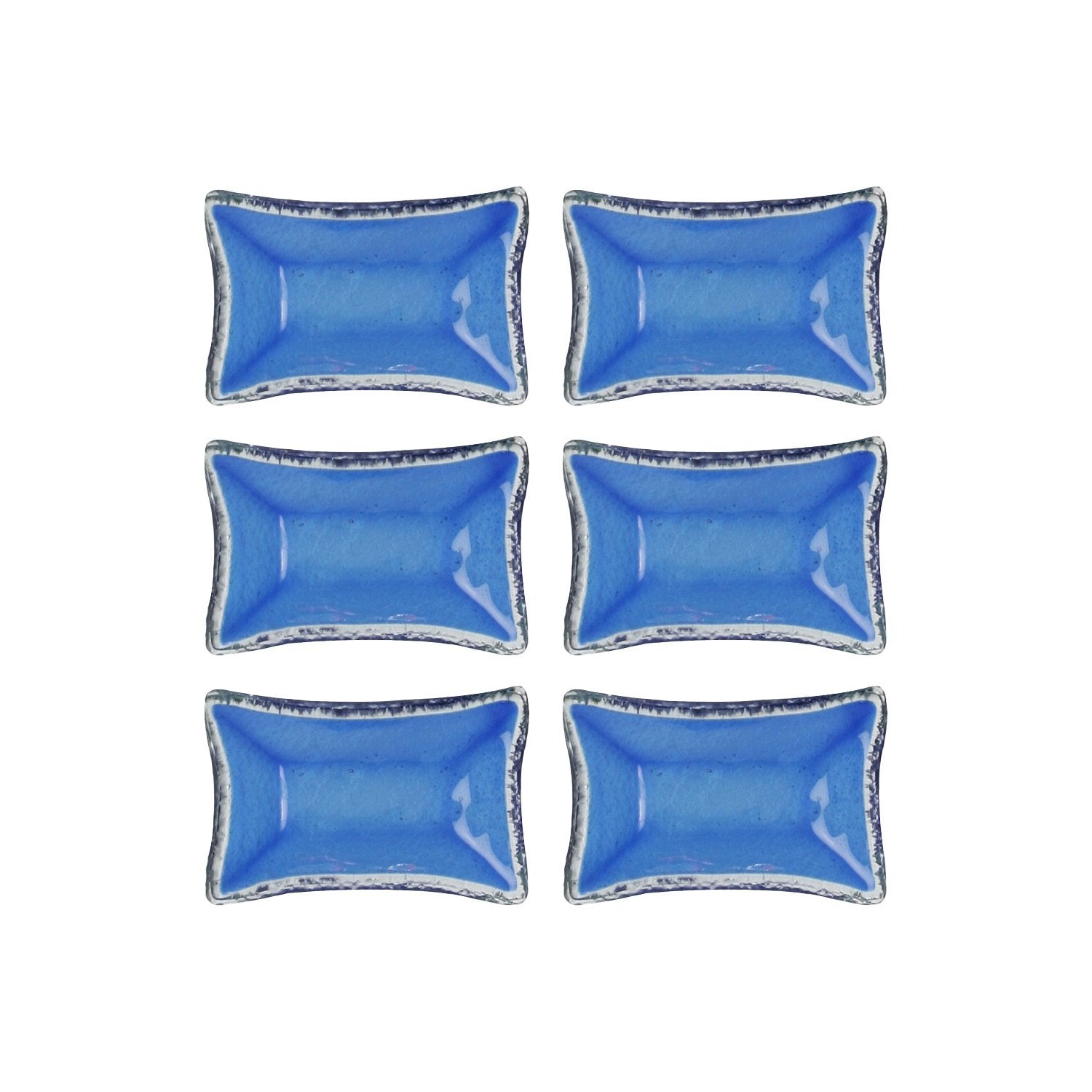 Turgla Fusion Glass 4.25" x 2.5" x h:0.5" 1 oz. Rectangular Blue Glass Ramekin