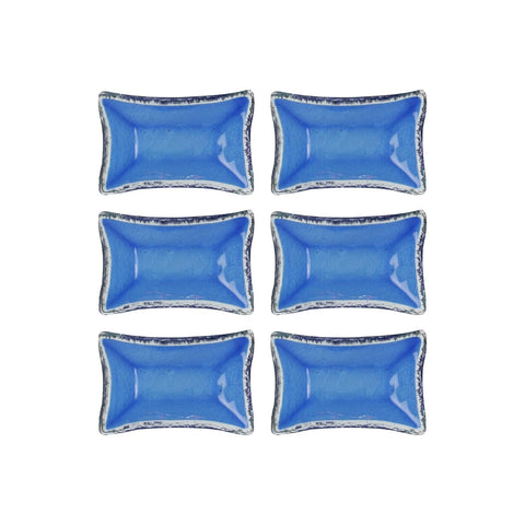 Turgla Fusion Glass 4.25" x 2.5" x h:0.5" 1 oz. Rectangular Blue Glass Ramekin