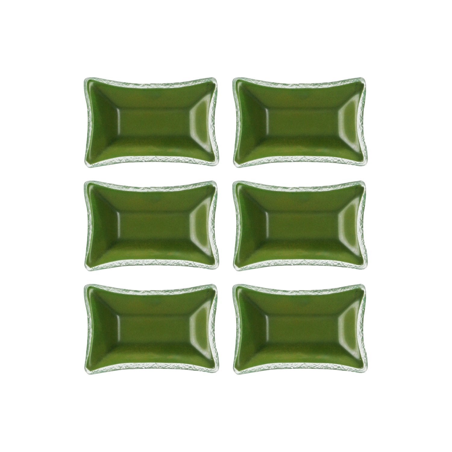 Turgla Fusion Glass 4.25" x 2.5" x h:0.5" 1 oz. Rectangular Green Glass Ramekin