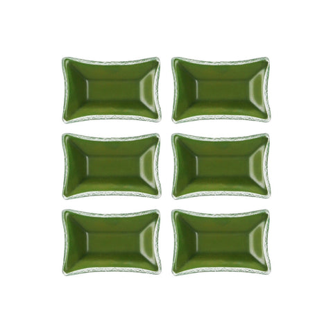 Turgla Fusion Glass 4.25" x 2.5" x h:0.5" 1 oz. Rectangular Green Glass Ramekin
