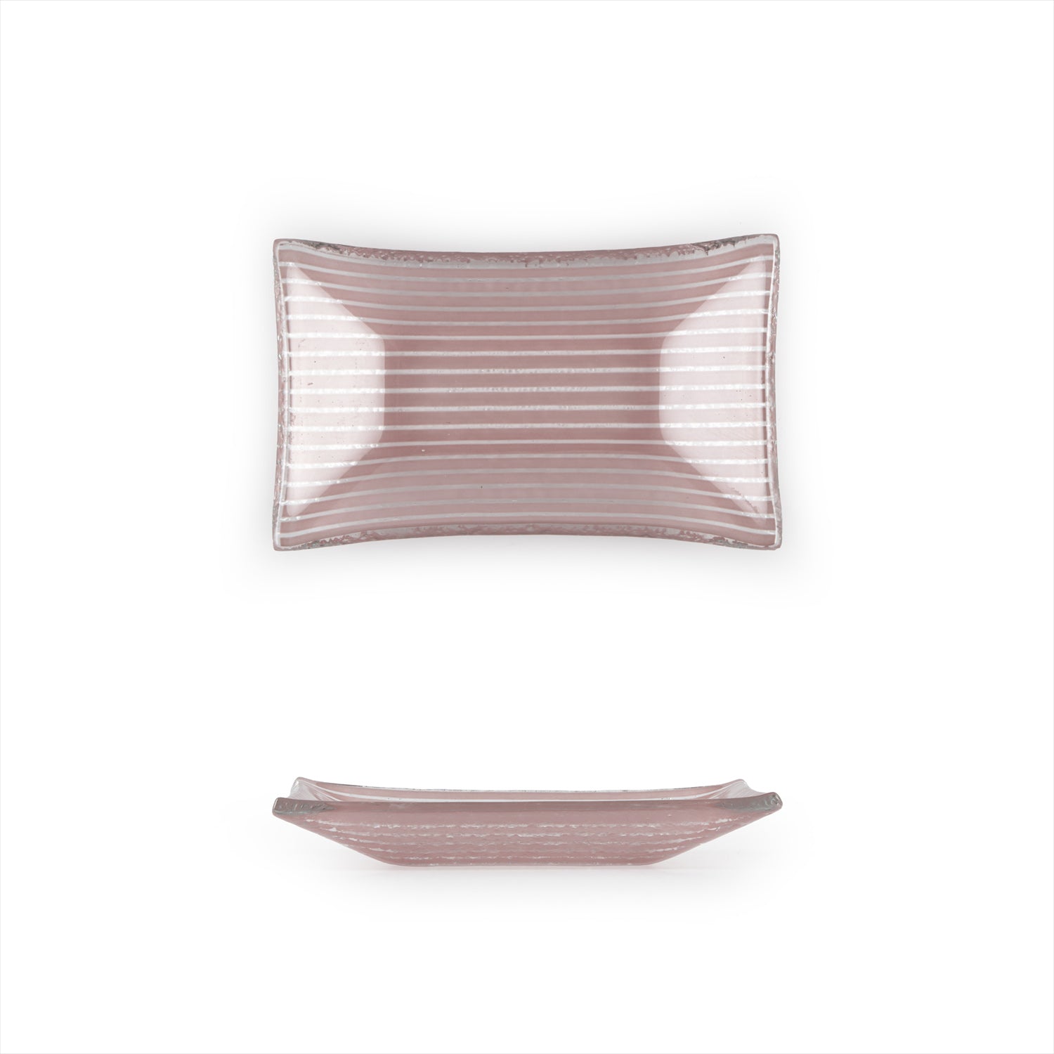 Glass Dinnerware 4.25" x 2.5" x h:0.5" 1 oz. Rectangular Pink Purple Glass Ramekin (Set of 6)