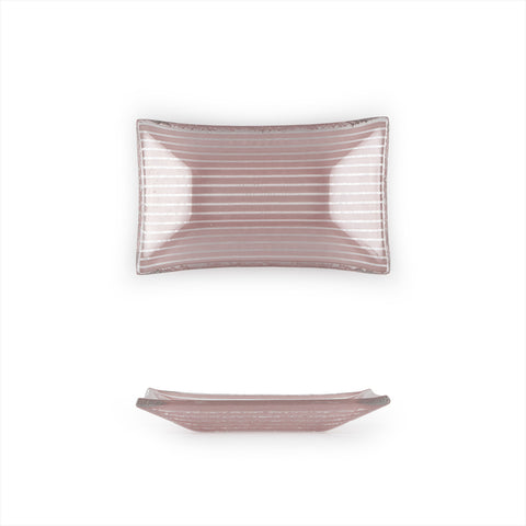 Glass Dinnerware 4.25" x 2.5" x h:0.5" 1 oz. Rectangular Pink Purple Glass Ramekin (Set of 6)