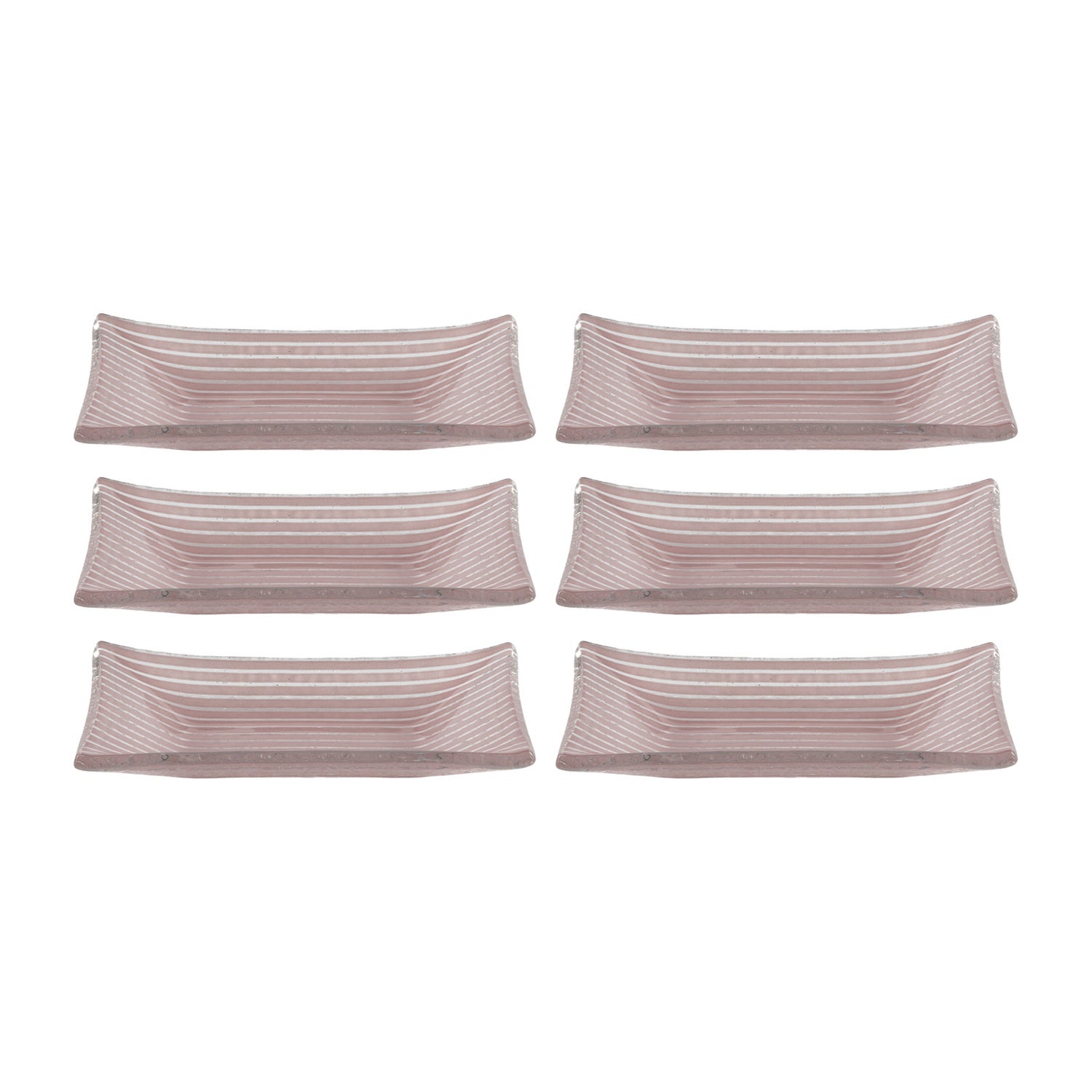 Glass Dinnerware 4.25" x 2.5" x h:0.5" 1 oz. Rectangular Pink Purple Glass Ramekin (Set of 6)
