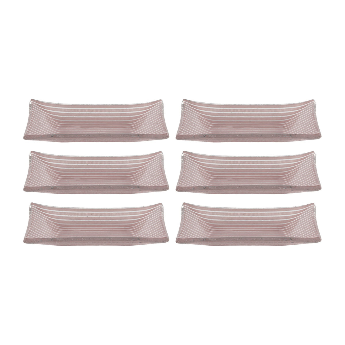 Glass Dinnerware 4.25" x 2.5" x h:0.5" 1 oz. Rectangular Pink Purple Glass Ramekin (Set of 6)