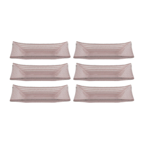 Glass Dinnerware 4.25" x 2.5" x h:0.5" 1 oz. Rectangular Pink Purple Glass Ramekin (Set of 6)