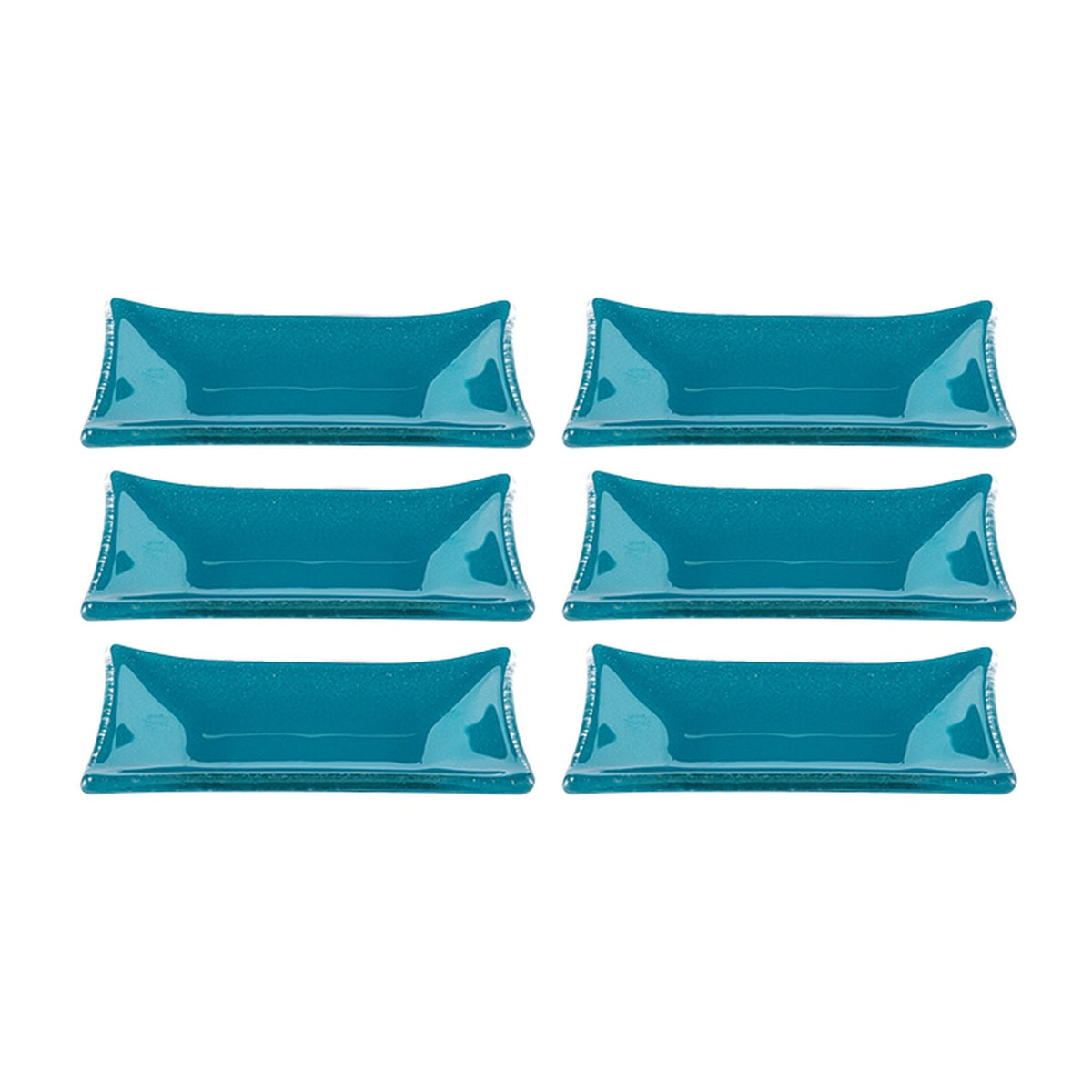 Glass Dinnerware 4.25" x 2.5" x h:0.5" 1 oz. Rectangular Blue Glass Ramekin (Set of 6)