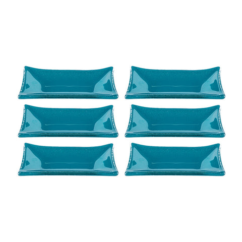 Glass Dinnerware 4.25" x 2.5" x h:0.5" 1 oz. Rectangular Blue Glass Ramekin (Set of 6)