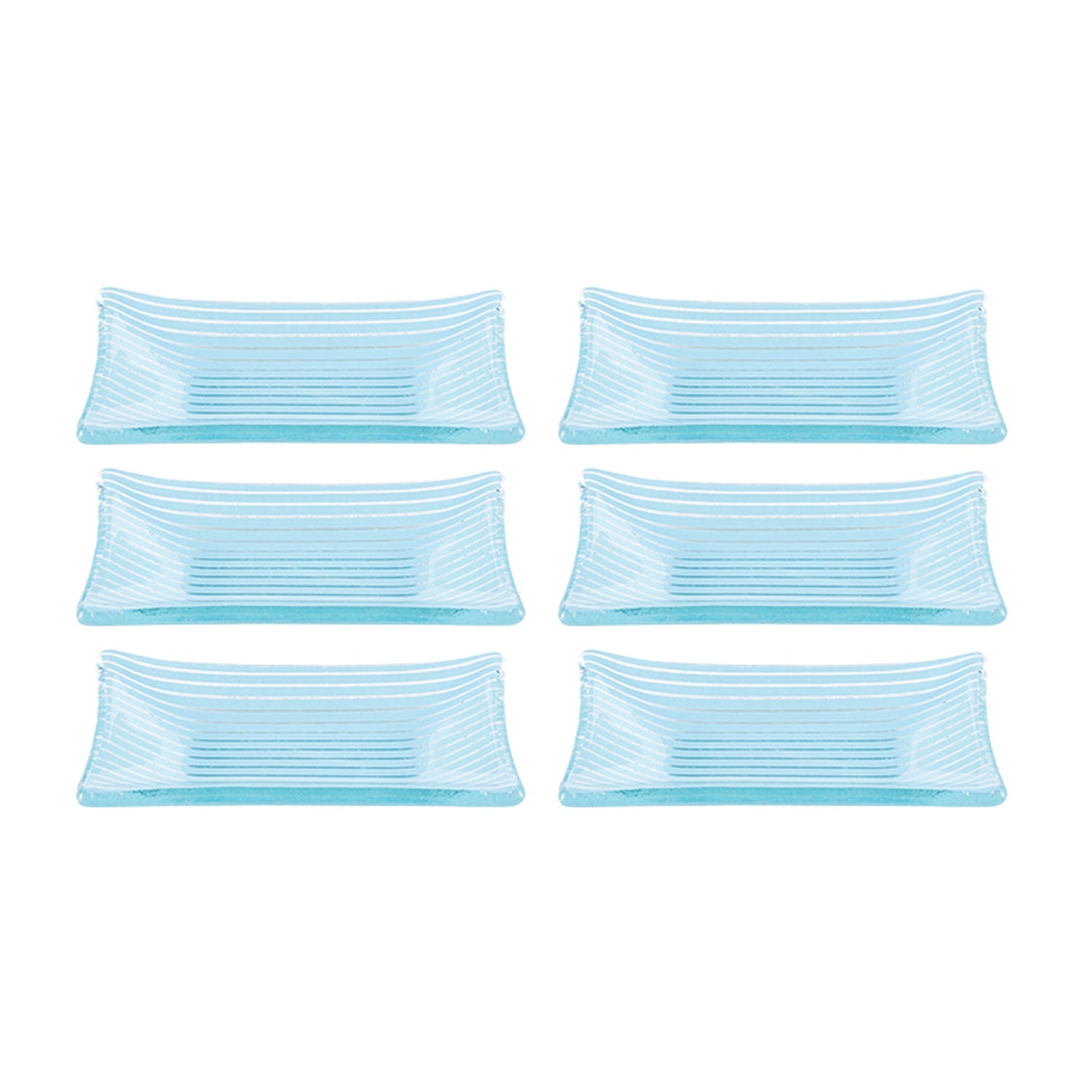 Glass Dinnerware 4.25" x 2.5" x h:0.5" 1 oz. Rectangular Blue Glass Ramekin (Set of 6)