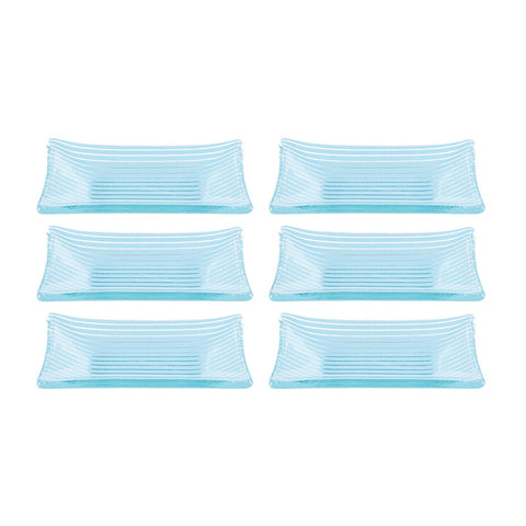 Glass Dinnerware 4.25" x 2.5" x h:0.5" 1 oz. Rectangular Blue Glass Ramekin (Set of 6)