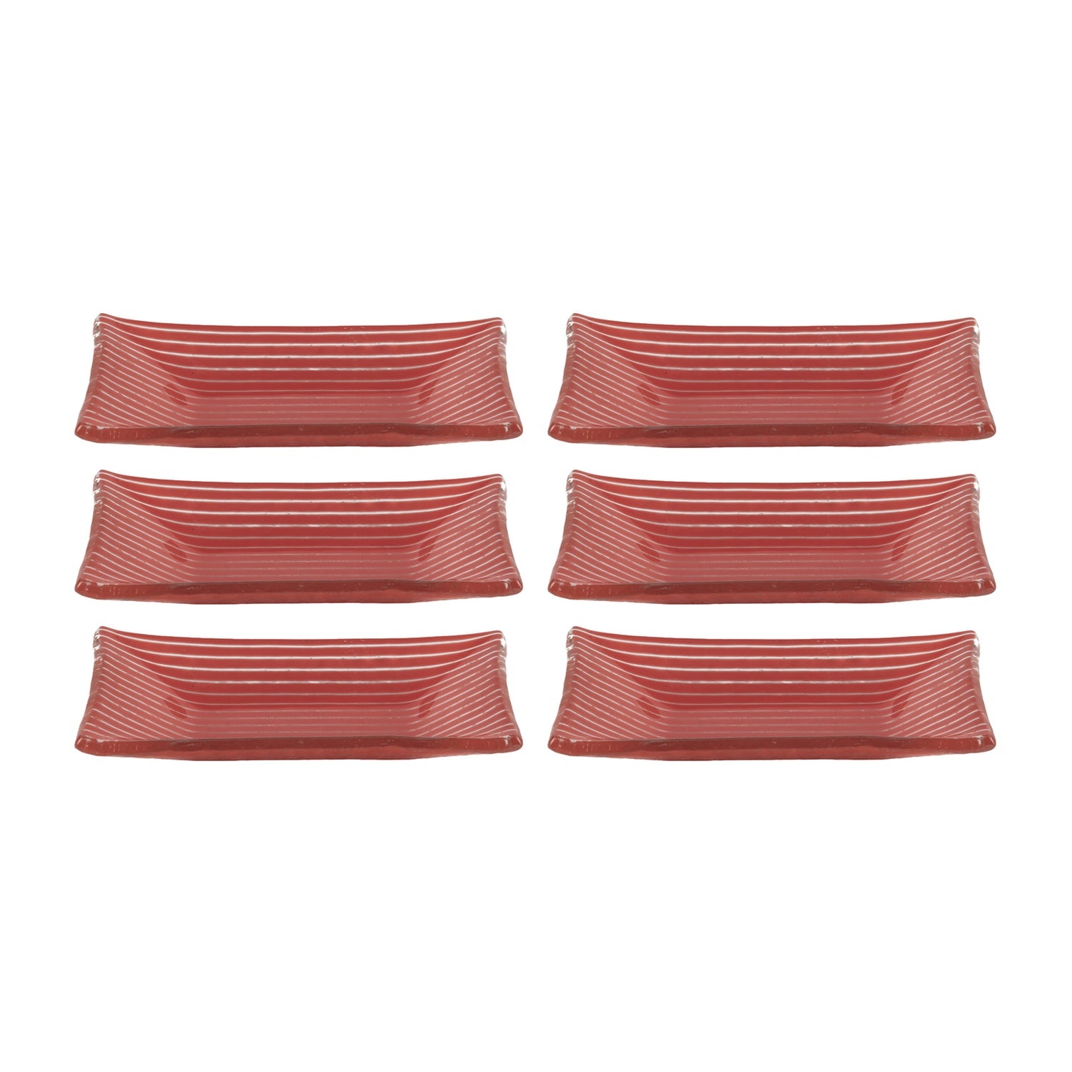 Glass Dinnerware 4.25" x 2.5" x h:0.5" 1 oz. Rectangular Red Glass Ramekin (Set of 6)