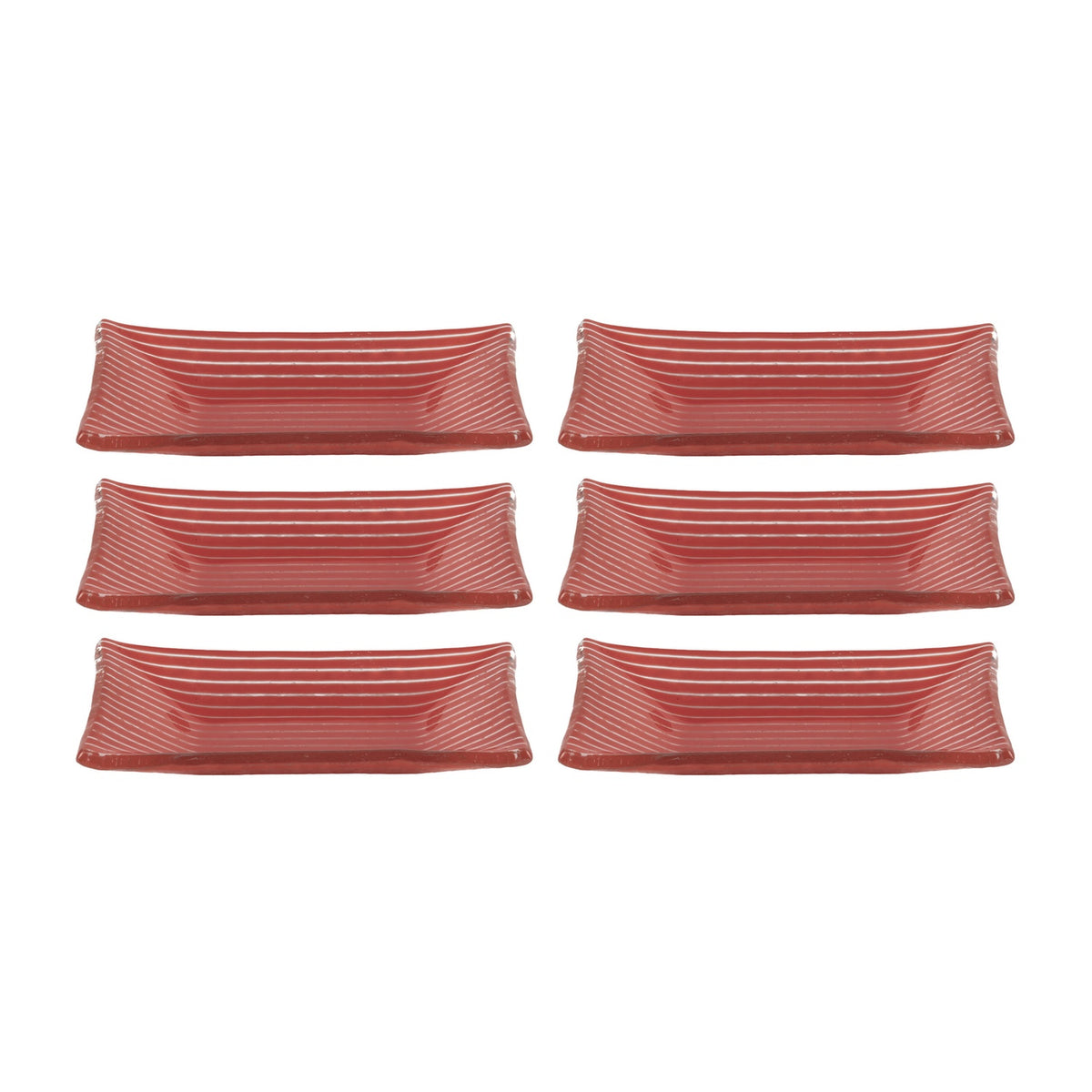 Glass Dinnerware 4.25" x 2.5" x h:0.5" 1 oz. Rectangular Red Glass Ramekin (Set of 6)