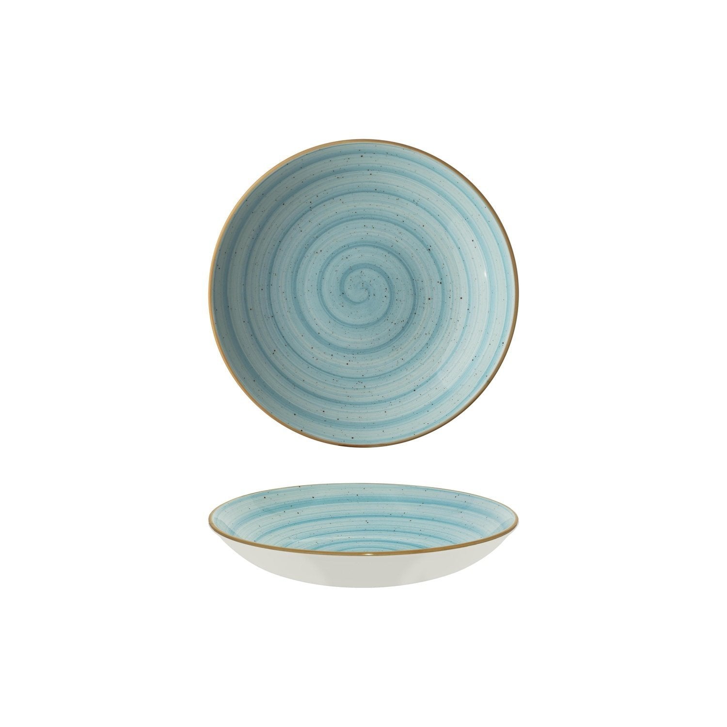 Aqua dia.9" h:2" 34 oz. Round Blue Vitrified Bowl