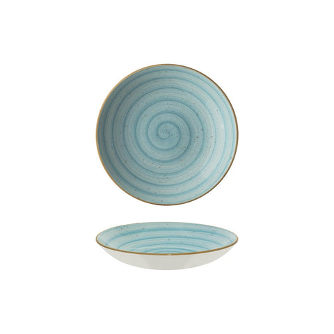 Aqua dia.9" h:2" 34 oz. Round Blue Vitrified Bowl