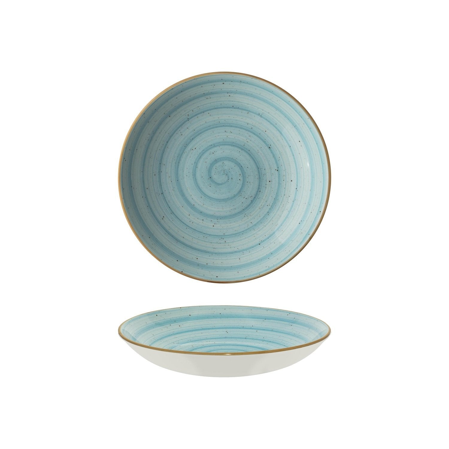 Aqua dia.10" h:2" 44 oz. Round Blue Vitrified Bowl