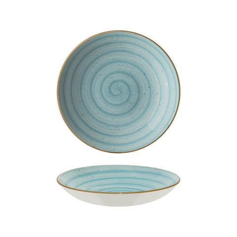 Aqua dia.11" h:2.5" 57 oz. Round Blue Vitrified Bowl