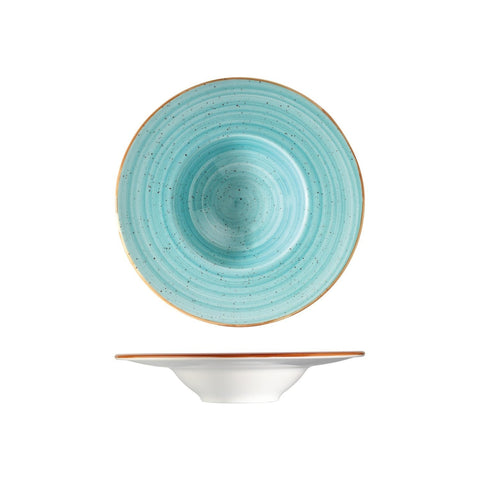 Aqua dia.11" h:2.5" 14 oz. Round Blue Vitrified Bowl