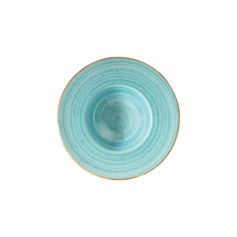 Aqua dia.11" h:2.5" 14 oz. Round Blue Vitrified Bowl