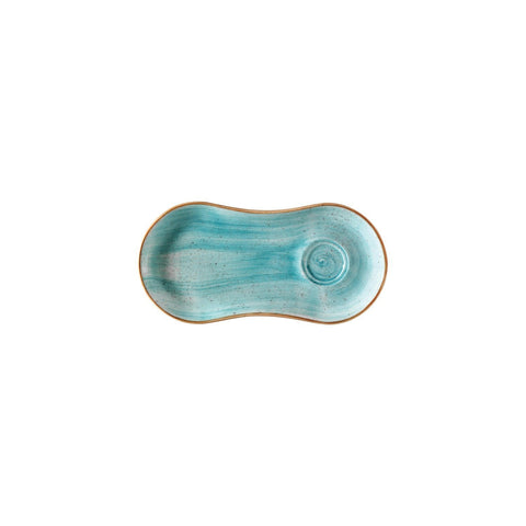 Aqua 10" x 4.75" Oval Blue Vitrified Saucer