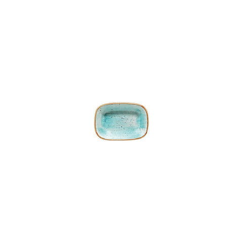 Aqua 4.75" x 3.25" x h:1" 4 oz. Rectangular Blue Vitrified Deep Plate