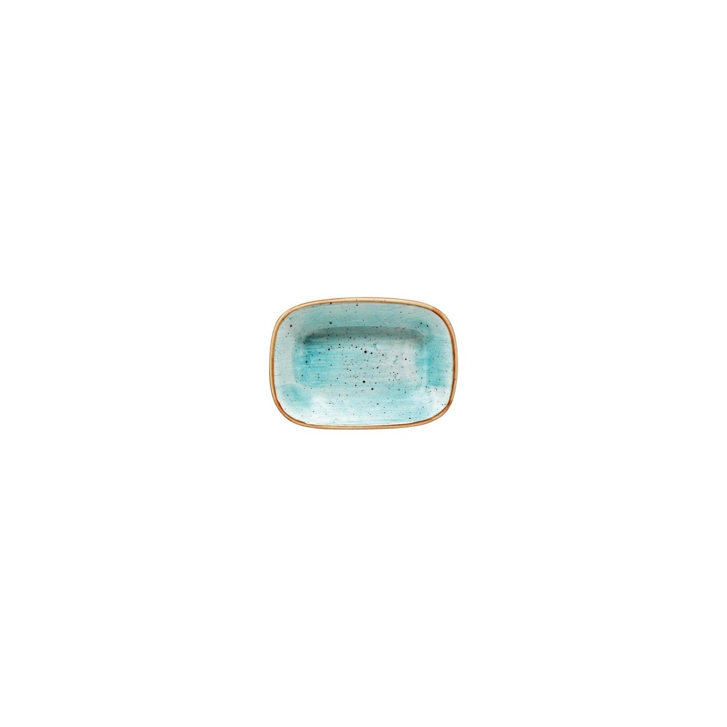 Aqua 5.5" x 4" x h:1.25" 7 oz. Rectangular Blue Vitrified Deep Plate