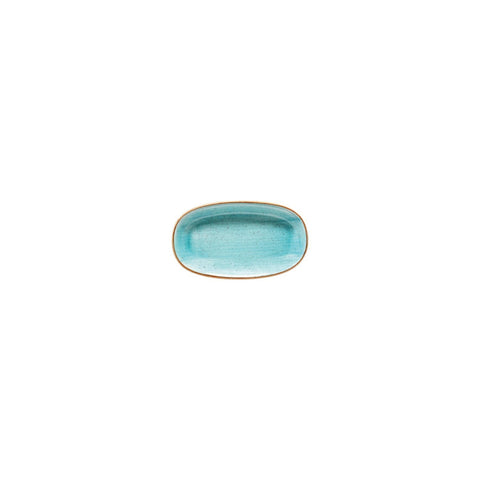 Aqua 6" x 3.5" x h:0.75" Oval Blue Vitrified Platter