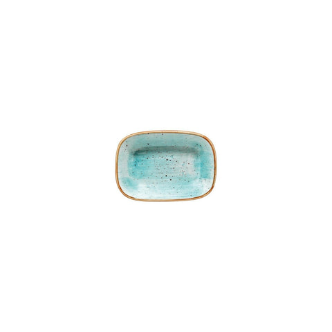Aqua 6.5" x 4.5" x h:1.5" 12 oz. Rectangular Blue Vitrified Deep Plate