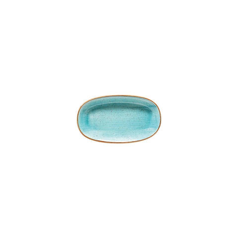 Aqua 7.5" x 4.25" x h:1" Oval Blue Vitrified Platter
