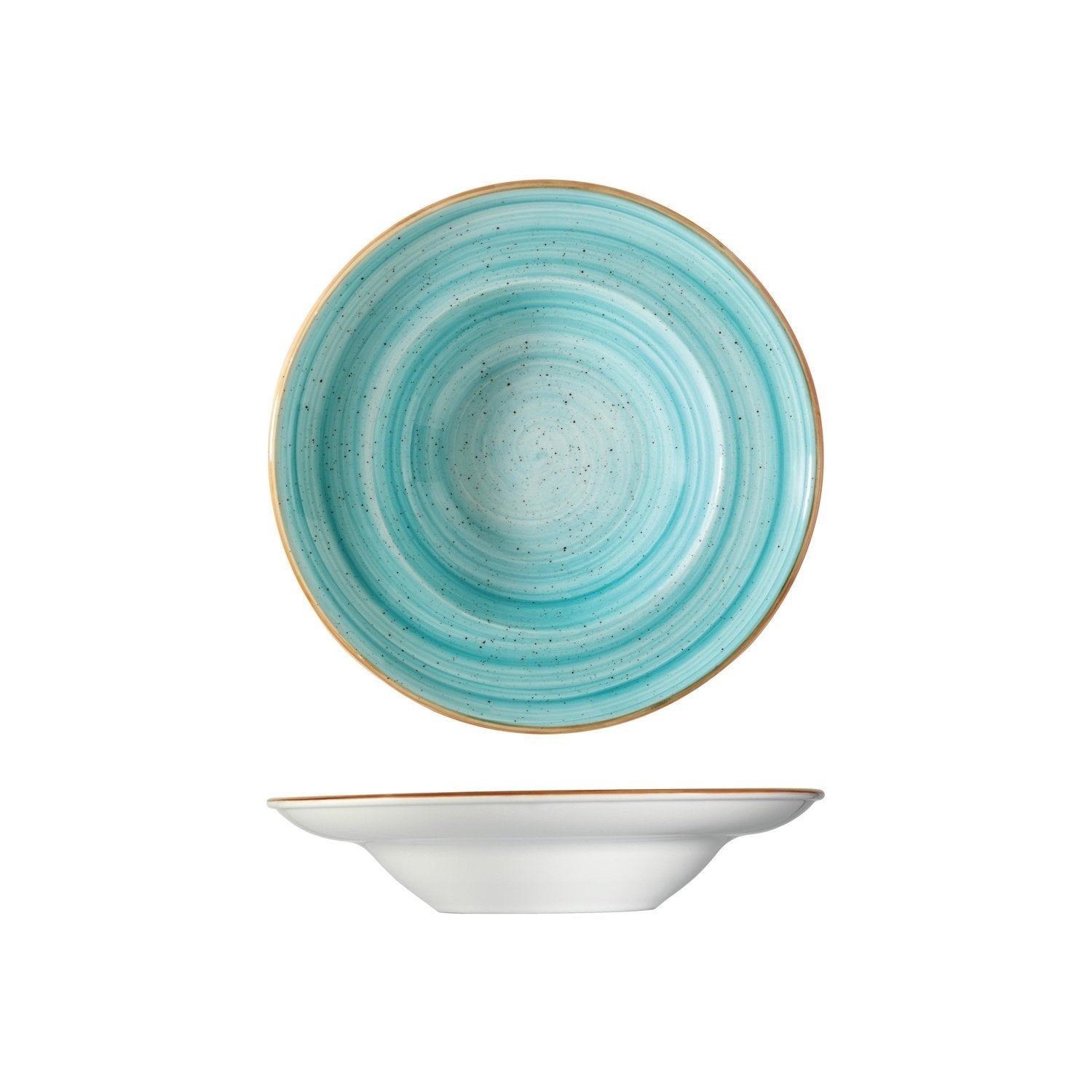 Aqua dia.10.75" h:2.25" 16 oz. Round Blue Vitrified Bowl