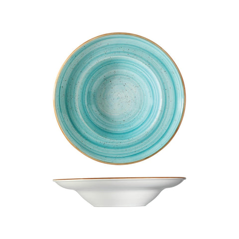 Aqua dia.11.75" h:2.5" 19 oz. Round Blue Vitrified Bowl