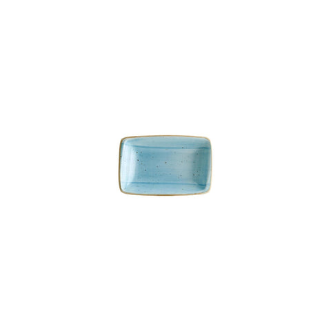 Aqua 6" x 3.75" x h:1.25" 6 oz. Rectangular Blue Vitrified Deep Plate