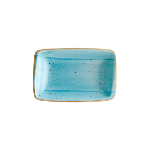 Bonna China Sea Blue 6" x 3.75" x h:1.25" 6 oz. Rectangular Blue Porcelain Deep Plate (Set of 2)