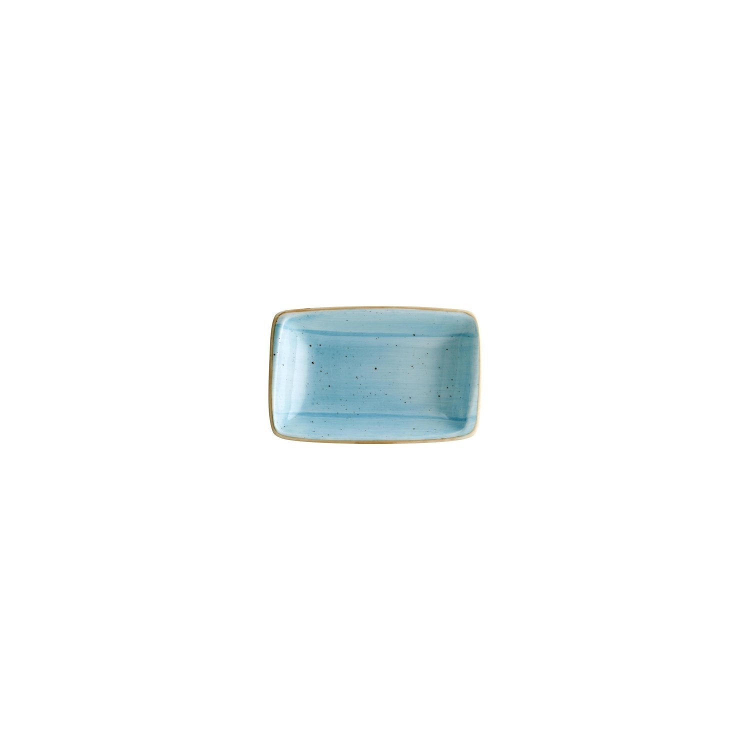 Aqua 6" x 3.75" x h:1.25" 6 oz. Rectangular Blue Vitrified Deep Plate