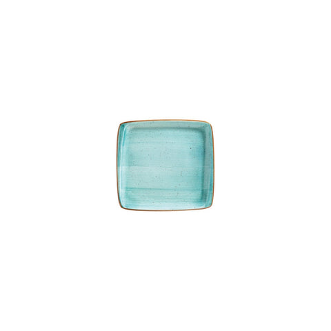 Aqua 6.25" x 5.75" Square Blue Vitrified Plate