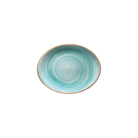 Aqua 9.75" x 7.5" x h:1" Oval Blue Vitrified Platter