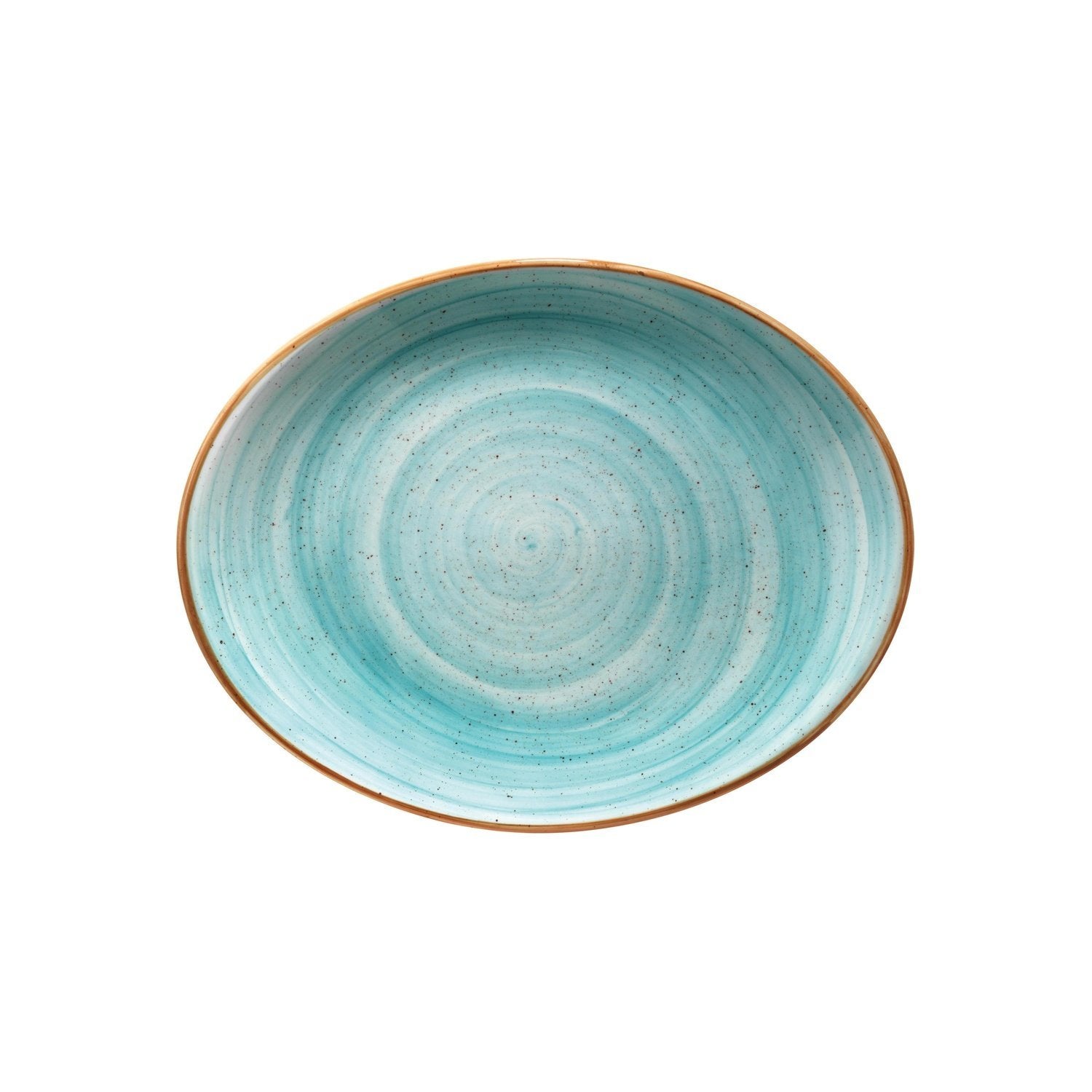 Aqua 14.25" x 11" x h:1.25" Oval Blue Vitrified Platter
