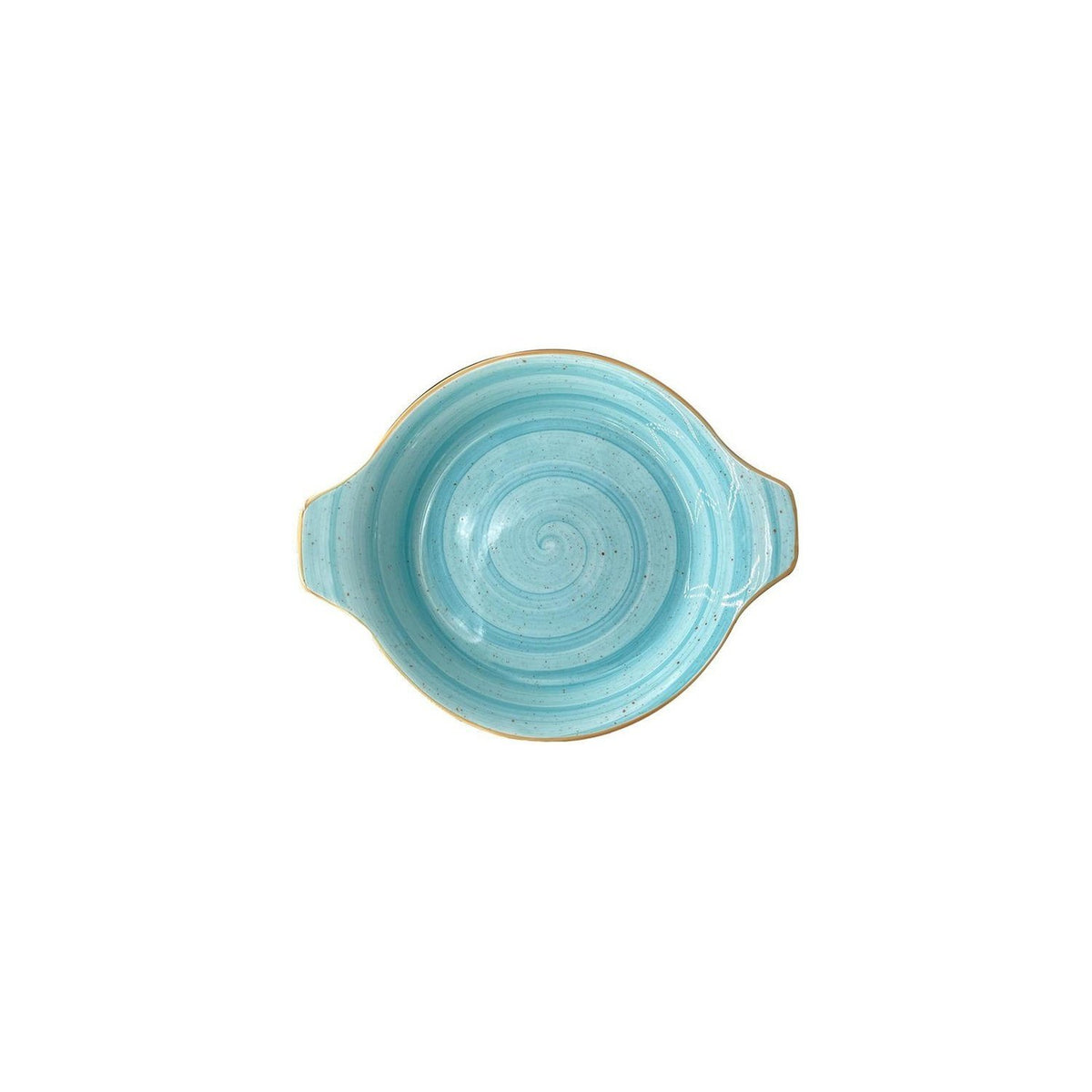 Aqua dia.9.75" h:1.75" 25 oz. Round Blue Vitrified Oven Dish