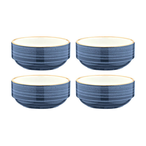 Bonna China Night Blue dia.5.5" h:2.5" 17 oz. Round Blue Porcelain Bowl (Set of 4)